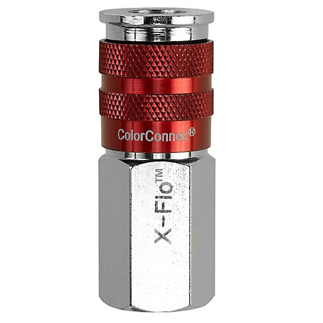 Legacy 1/4 in. ColorConnex X-Flo Push-To-Connect Red Coupler, Industrial Type D, 1/4 in. FNPT