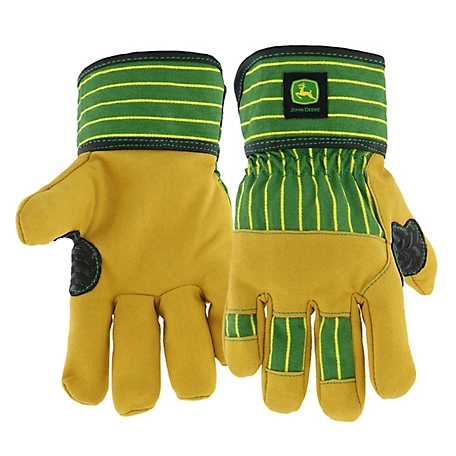John Deere Kids' Synthetic Leather Gloves, 1 Pair, Tan