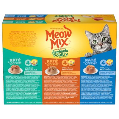 Image showing  All Life Stages Seafood and Poultry Favorites Pate and Shreds Wet Cat Food Variety pk., 2.75 oz., Pack of 12 Cups