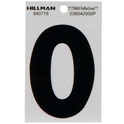 Hillman 3 in. Black and Silver Reflective Adhesive Number 0, Mylar