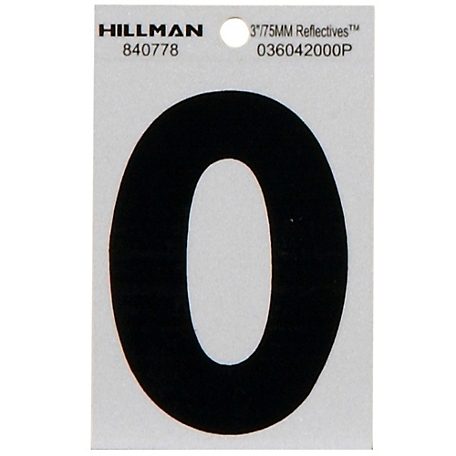 Hillman 3 in. Black and Silver Reflective Adhesive Number 0, Mylar