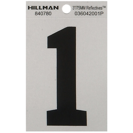Hillman 3 in. Black and Silver Reflective Adhesive Number 1, Mylar