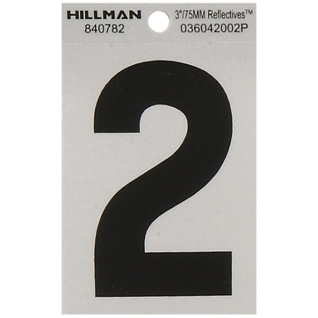 Hillman 3 in. Black and Silver Reflective Adhesive Number 2, Mylar