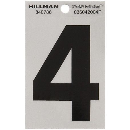 Hillman 3 in. Black and Silver Reflective Adhesive Number 4, Mylar