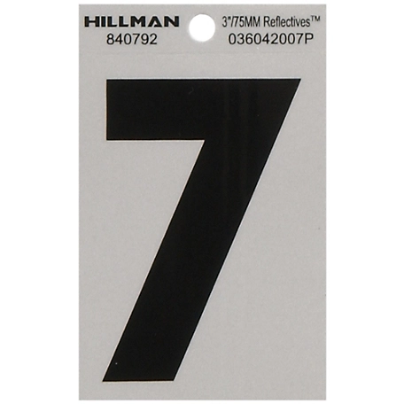 Hillman 3 in. Black and Silver Reflective Adhesive Number 7, Mylar
