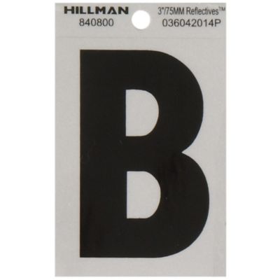 Hillman 3 in. Mylar Reflective Adhesive House Letter B, Black/Silver