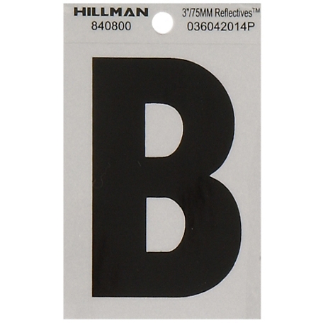 Hillman 3 in. Black and Silver Reflective Adhesive Letter B, Mylar