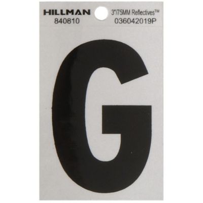 Hillman 3 in. Black and Silver Reflective Adhesive Letter G, Mylar