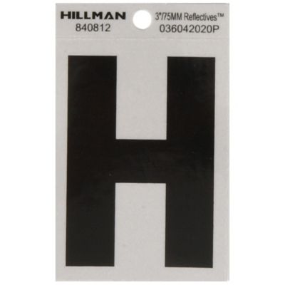 Hillman 3 in. Mylar Reflective Adhesive House Letter H, Black/Silver