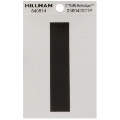 Hillman 3 in. Mylar Reflective Adhesive House Letter I, Black/Silver