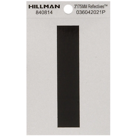 Hillman 3 in. Black and Silver Reflective Adhesive Letter I, Mylar