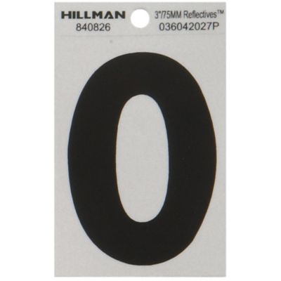 Hillman 3 in. Black and Silver Reflective Adhesive Letter O, Mylar