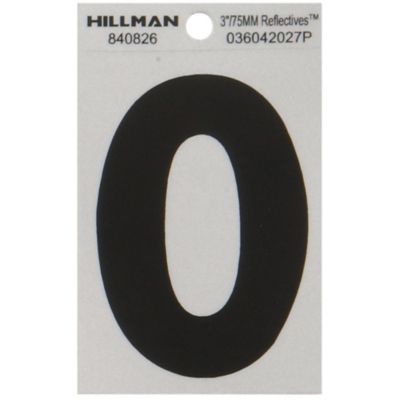 Hillman 3 in. Mylar Reflective Adhesive House Letter O, Black/Silver