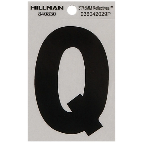 Hillman 3 in. Black and Silver Reflective Adhesive Letter Q, Mylar