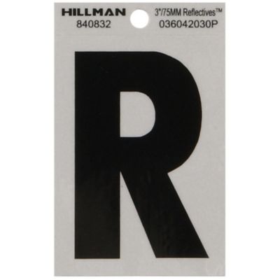 Hillman 3 in. Mylar Reflective Adhesive House Letter R, Black/Silver