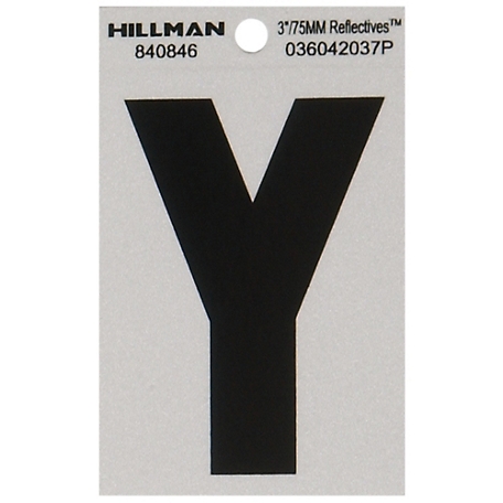 Hillman 3 in. Black and Silver Reflective Adhesive Letter Y, Mylar