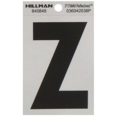 Hillman 3 in. Mylar Reflective Adhesive House Letter Z, Black/Silver