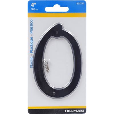 Image showing 1 th Hillman 4 in. Black Plastic Nail-On House Number 0, 2 in. Wide