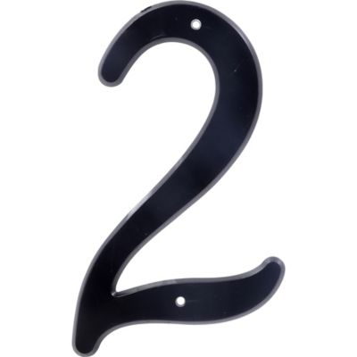 Hillman 4 in. Black Plastic Nail-On House Number 2, 2 in. Wide