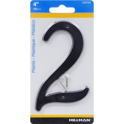 Image showing  4 in. Black Plastic Nail-On House Number 2, 2 in. Wide