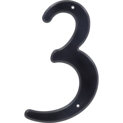 Hillman 4 in. Black Plastic Nail-On House Number 3, 2 in. Wide