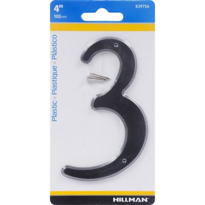 Image showing  4 in. Black Plastic Nail-On House Number 3, 2 in. Wide