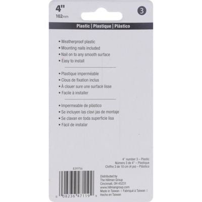 Image showing  4 in. Black Plastic Nail-On House Number 3, 2 in. Wide