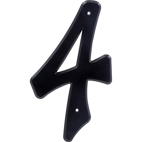 Hillman 4 in. Nail-On Black Plastic House Number 4, 2 in. Wide