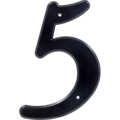 Hillman 4 in. Black Plastic Nail-On House Number 5, 2 in. Wide