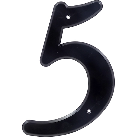 Hillman 4 in. Nail-on Black Plastic House Number 5, 2 in. Wide