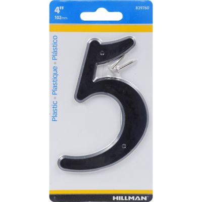 Image showing  4 in. Black Plastic Nail-On House Number 5, 2 in. Wide