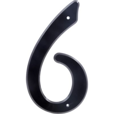 Hillman 4 in. Black Plastic Nail-On House Number 6, 2 in. Wide