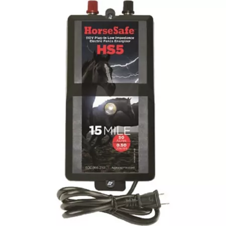 HorseSafe HS5 Plug-in Electric Fence Controller 0.5 Joule 15 Mile Electric Fence Chargers