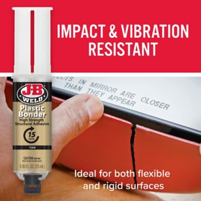 Image showing 6 th 25 mL PlasticBonder Adhesive Syringe, Dries Tan