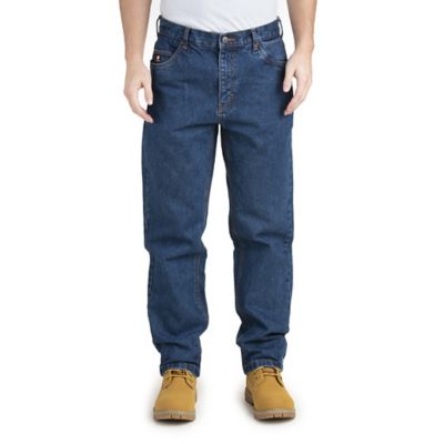 Berne Men's Relaxed Fit Mid-Rise Flame-Resistant Washed Denim 5-Pocket Jeans