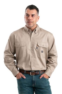 Berne Men's Flame-Resistant Button-Down Long Sleeve Work Shirt