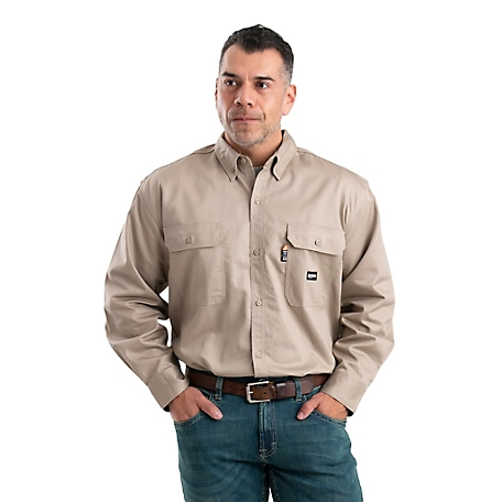 Berne Men's Flame-Resistant Button-Down Long Sleeve Work Shirt