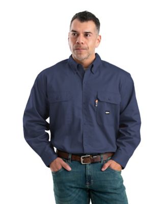 Berne Men's Flame-Resistant Button-Down Long Sleeve Work Shirt