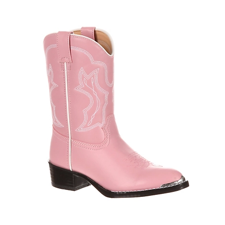 Old West Girls' Pink Leather Boots, Size 8.5, 8 in. H, 12 in. Calf Circumference