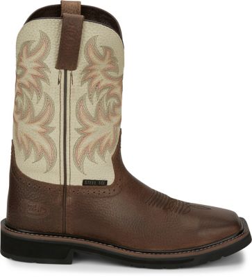 Image showing 4 th Justin Men's Driller Cowhide Steel-Toe Stampede Work Boots, 11 in.