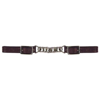 Reinsman Flat-Link Western Curb Chain with Coffee Leather Ends