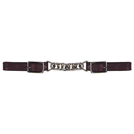 Reinsman Flat-Link Western Curb Chain with Coffee Leather Ends
