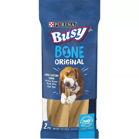 Purina Busy Original Pork Flavor Small/Medium Dog Bone Treats 2 ct Dog Bones Rawhide & Rawhide Alternative