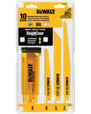 DeWALT 6 in. and 9 in. Bi-Metal Reciprocating Saw Blade Set with Case, 10-Pack, Metal and Wood Cutting Applications