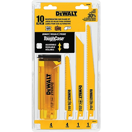 DeWALT Bi-Metal Reciprocating Saw Blade Set with Case, 10-Pack, Metal and Wood Cutting Applications