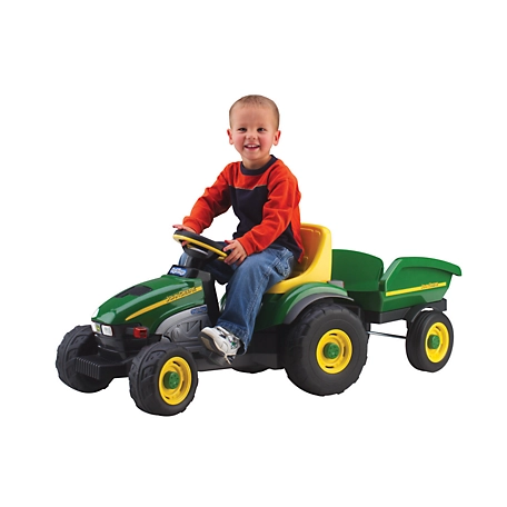 Peg Perego John Deere Farm Tractor and Trailer Ride-On Toy, For Ages 2-4