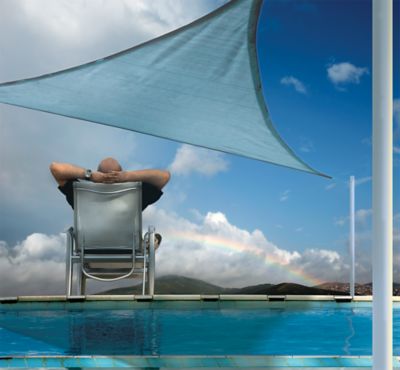 Image showing  12 ft. x 12 ft. x 16 ft. ShadeLogic Heavyweight Triangular Sun Shade Sail, Blue