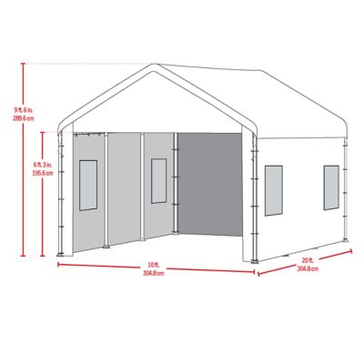 Image showing 9 th ShelterLogic 10 x 20 ft. Max AP UPF 50+ Canopy Enclosure Kit with Windows, White