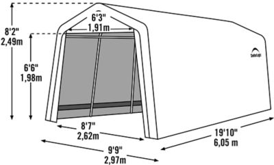 Image showing  Auto Shelter 10 ft. x 20 ft. x 8 ft. Peak Style Instant Garage, Sandstone
