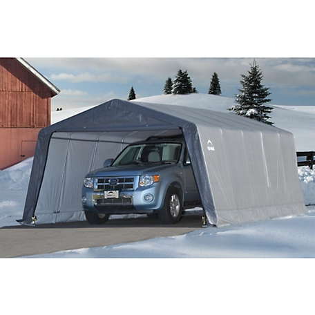 ShelterLogic Garage-in-a-Box 12 ft. x 20 ft. x 8 ft. Peak Style Instant Garage, Gray
